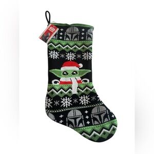 Disney Star Wars Grogu Mandalorian Knit Christmas Stocking NWT
